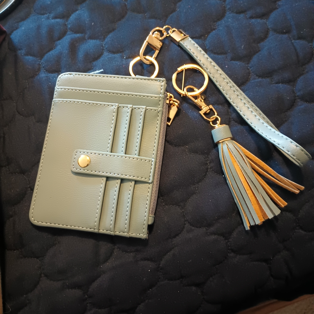 Elegant Blue Card Holder with Tassel
